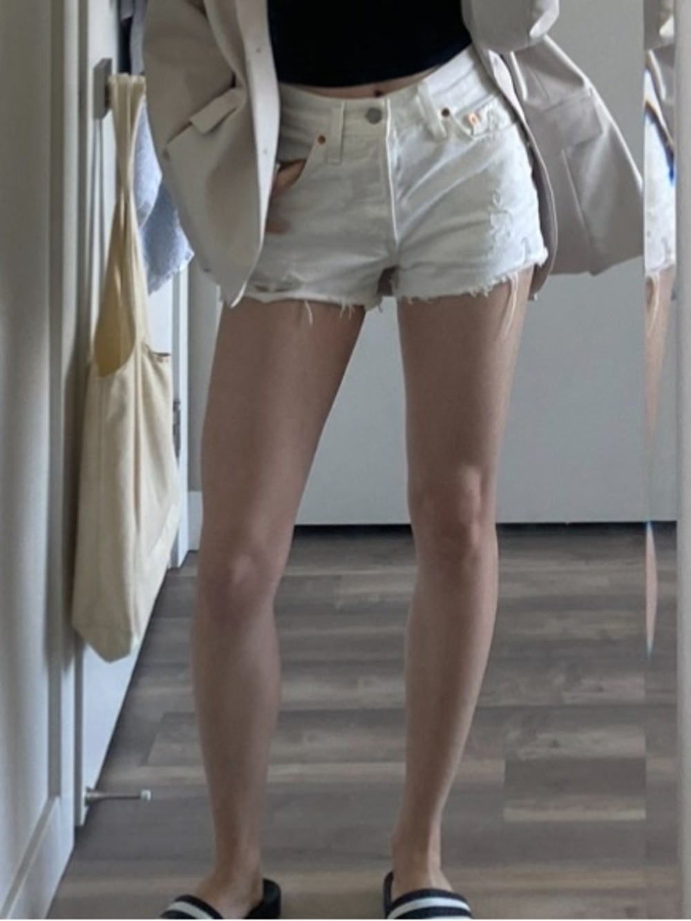 Levi’s Premium 501 High-Rise Cutoff Denim Shorts White - Size W24